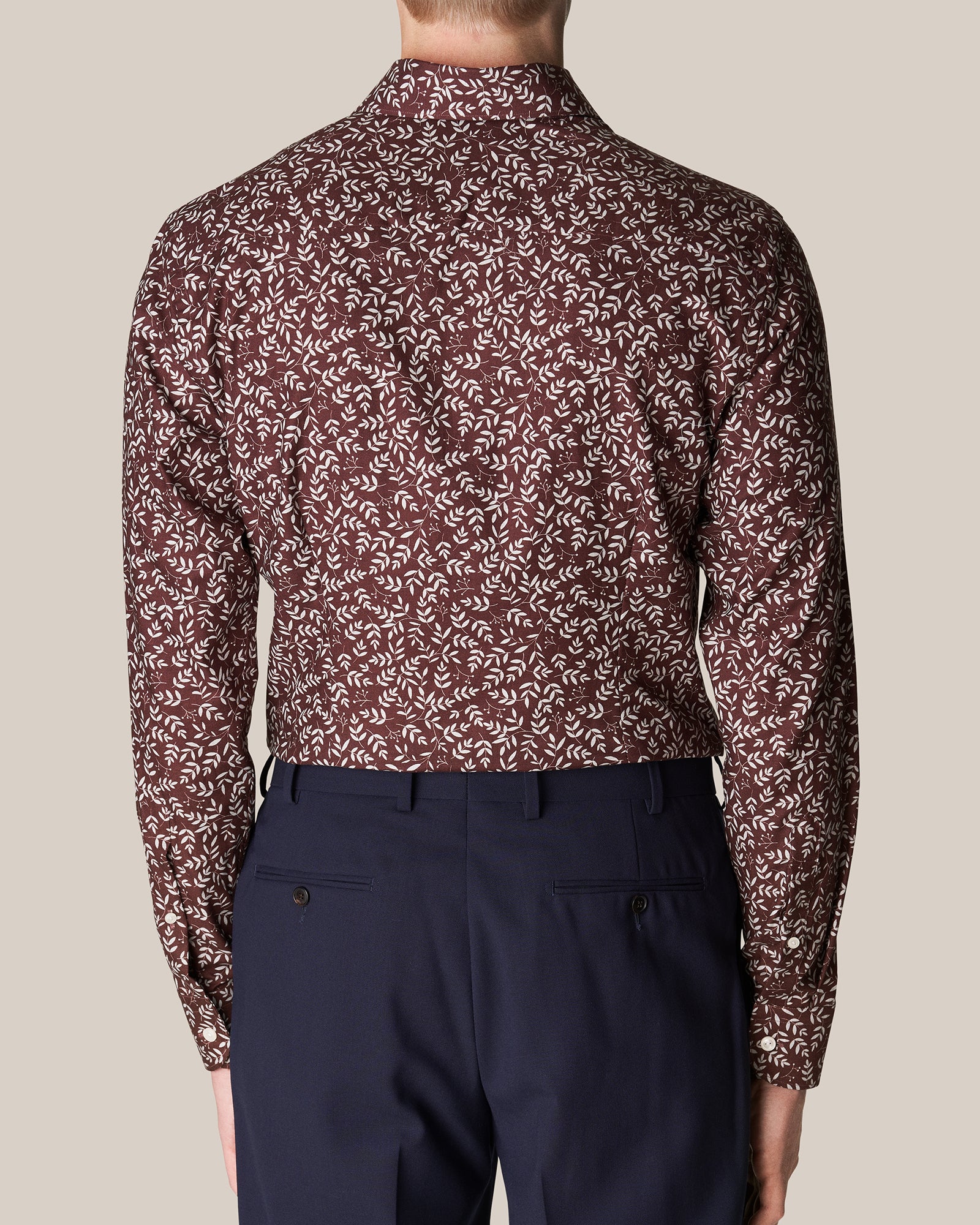 ETON 10000394057 MAROON PRINT SLIM SC SHIRT
