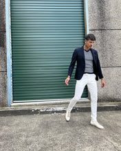 Load image into Gallery viewer, KARL LAGERFELD 524030 NAVY HERRINGBONE BLAZER