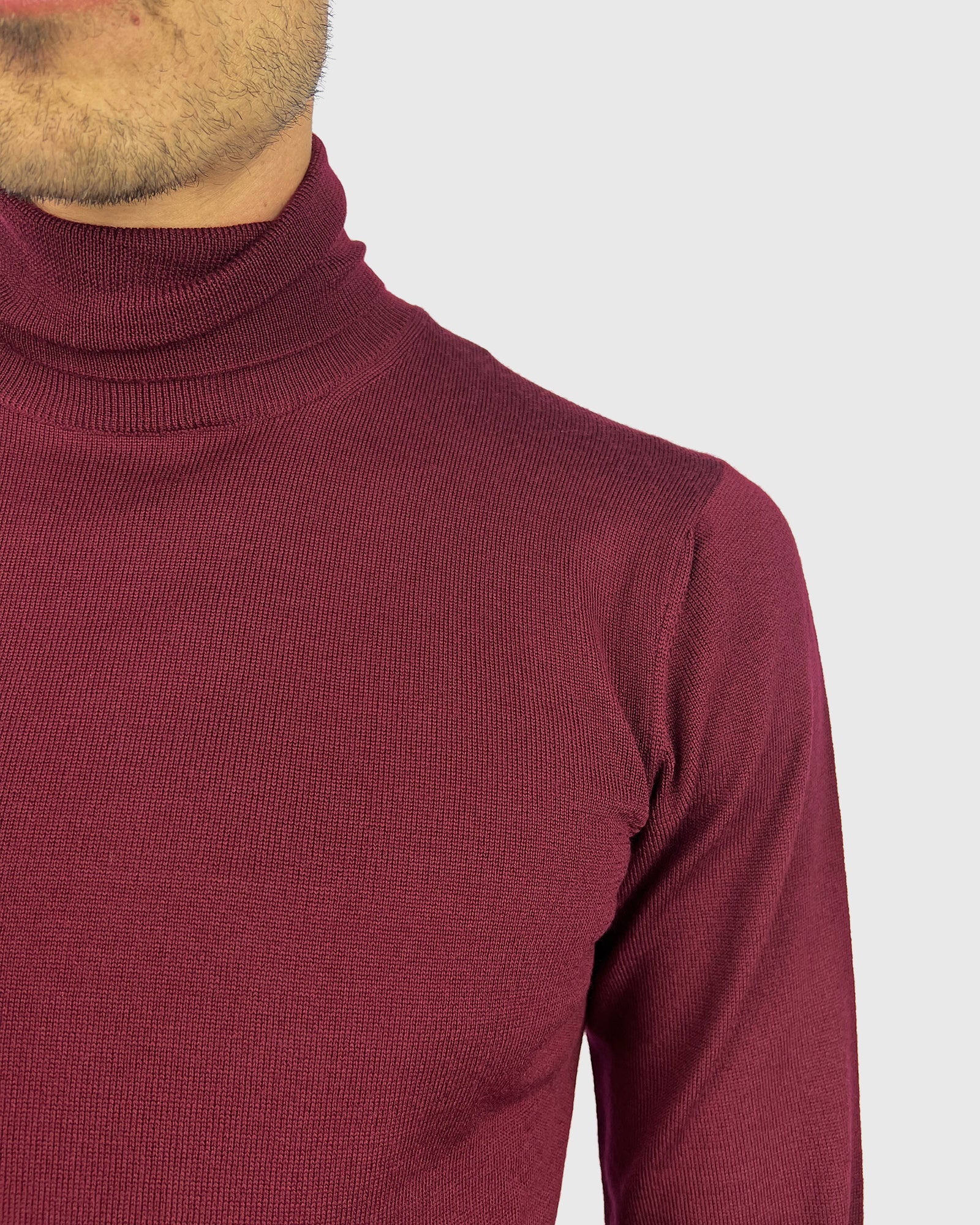 VISCONTI W23R WINE WOOL ROLL NECK / POLO NECK