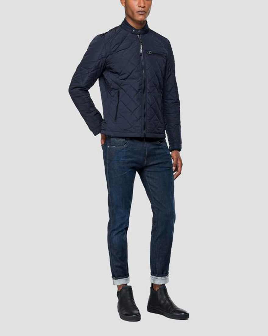 REPLAY M800083110086 NAVY BIKER JACKET BIKER JACKET
