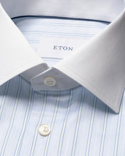 Load image into Gallery viewer, ETON 10001481122 WHITE COLLAR BLUE STRIPE SIGANTURE TWILL SLIM SC SHIRT
