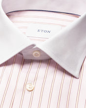 Load image into Gallery viewer, ETON 10001481152 WHITE COLLAR PINK STRIPE SIGNATURE TWILL SLIM SC SHIRT

