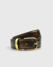 Load image into Gallery viewer, VINCENT&amp; FRANKS 609PP ITA TOFFEE PATENT PERFORATED LEATHER BELT
