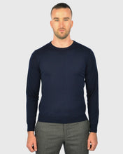 Load image into Gallery viewer, VISCONTI W23C NAVY WOOL CREW NECK SWEATER
