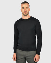 Load image into Gallery viewer, VISCONTI W23C BLACK WOOL CREW NECK SWEATER
