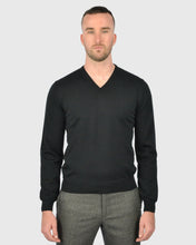 Load image into Gallery viewer, VISCONTI W23V BLACK WOOL V-NECK SWEATER
