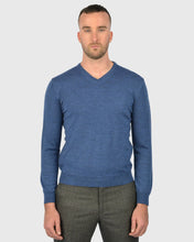 Load image into Gallery viewer, VISCONTI W23V AVIATOR-BLUE WOOL V-NECK SWEATER
