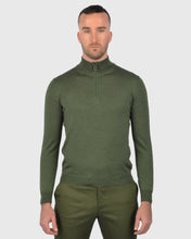 Load image into Gallery viewer, VISCONTI W23Z OLIVE-GREEN WOOL QUARTER ZIP SWEATER

