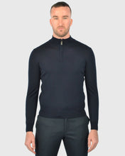 Load image into Gallery viewer, VISCONTI W23Z NAVY WOOL QUARTER ZIP SWEATER
