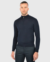 Load image into Gallery viewer, VISCONTI W23Z NAVY WOOL QUARTER ZIP SWEATER
