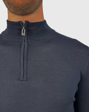 Load image into Gallery viewer, VISCONTI W23Z NAVY WOOL QUARTER ZIP SWEATER
