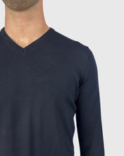 Load image into Gallery viewer, VISCONTI W23V NAVY WOOL V-NECK SWEATER
