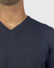 Load image into Gallery viewer, VISCONTI W23V NAVY WOOL V-NECK SWEATER
