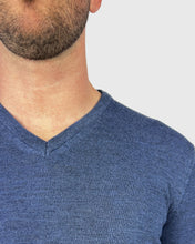 Load image into Gallery viewer, VISCONTI W23V AVIATOR-BLUE WOOL V-NECK SWEATER

