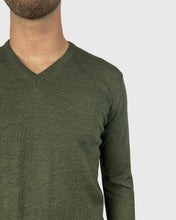 Load image into Gallery viewer, VISCONTI W23V OLIVE-GREEN WOOL V-NECK SWEATER
