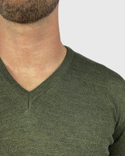 Load image into Gallery viewer, VISCONTI W23V OLIVE-GREEN WOOL V-NECK SWEATER
