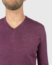 Load image into Gallery viewer, VISCONTI W23V AUBERGINE WOOL V-NECK SWEATER
