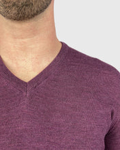 Load image into Gallery viewer, VISCONTI W23V AUBERGINE WOOL V-NECK SWEATER
