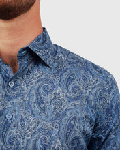 Load image into Gallery viewer, VINCENT &amp; FRANKS S183636015F BLUE PAISLEY LIBERTY PRINT SLIM SC SHIRT
