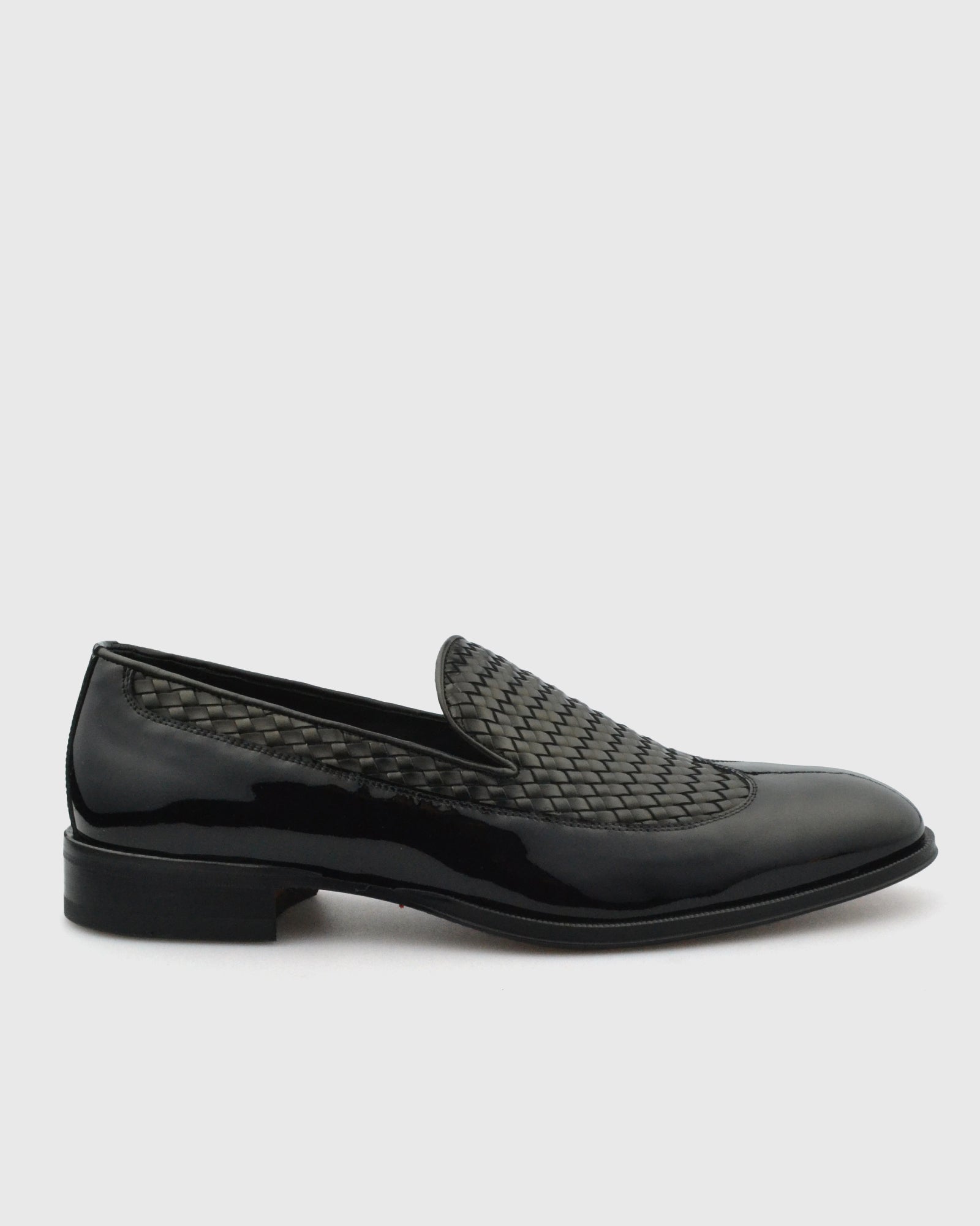 VINCENT & FRANKS VFW23LO SHINY BLACK PATENT & WOVEN LOAFER