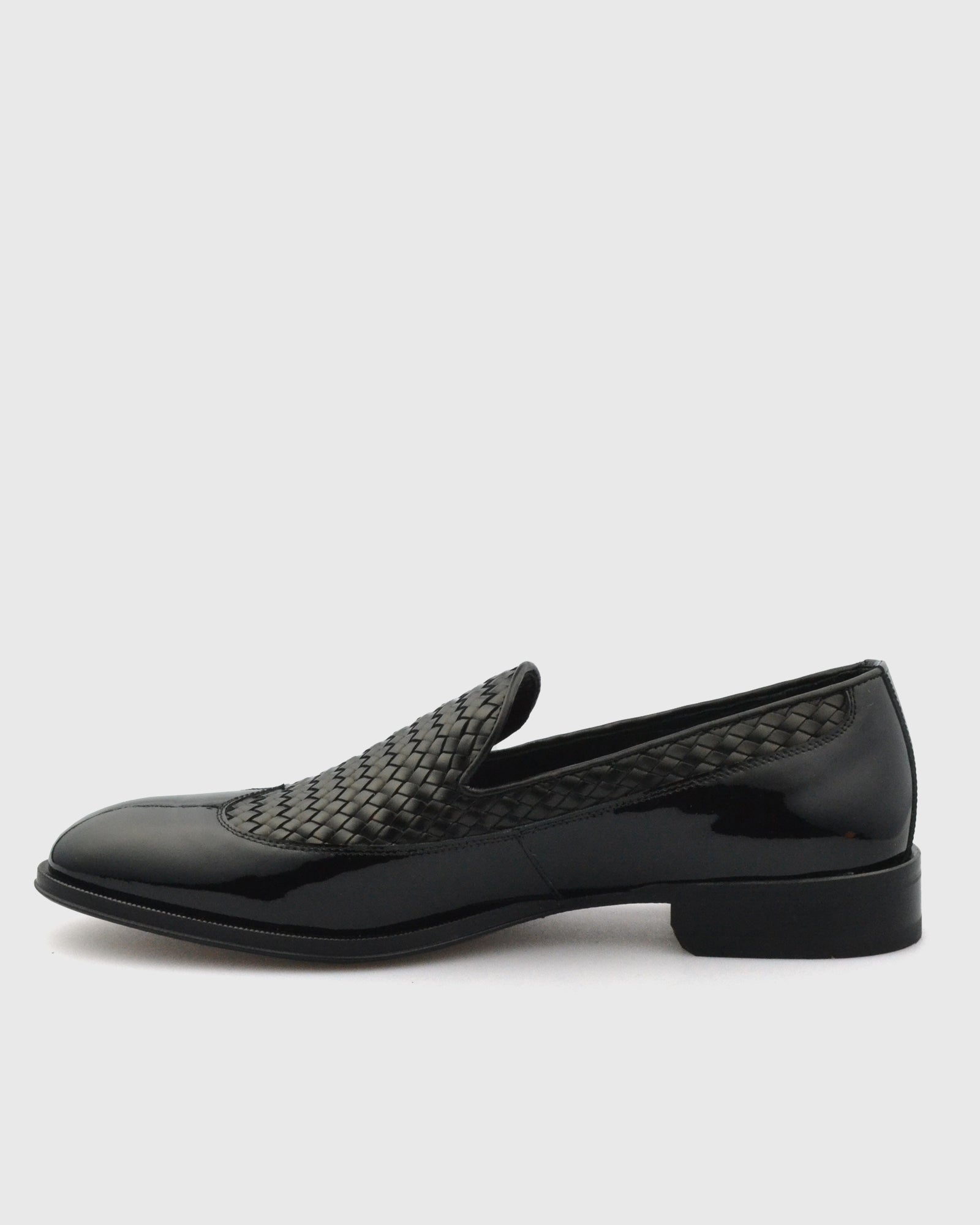 VINCENT & FRANKS VFW23LO SHINY BLACK PATENT & WOVEN LOAFER