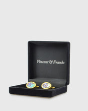 Load image into Gallery viewer, VINCENT &amp; FRANKS VF24223 ABALONE GOLD CUFFLINKS
