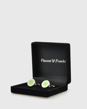 Load image into Gallery viewer, VINCENT &amp; FRANKS VF24219GRN RHODIUM CUFFLINKS
