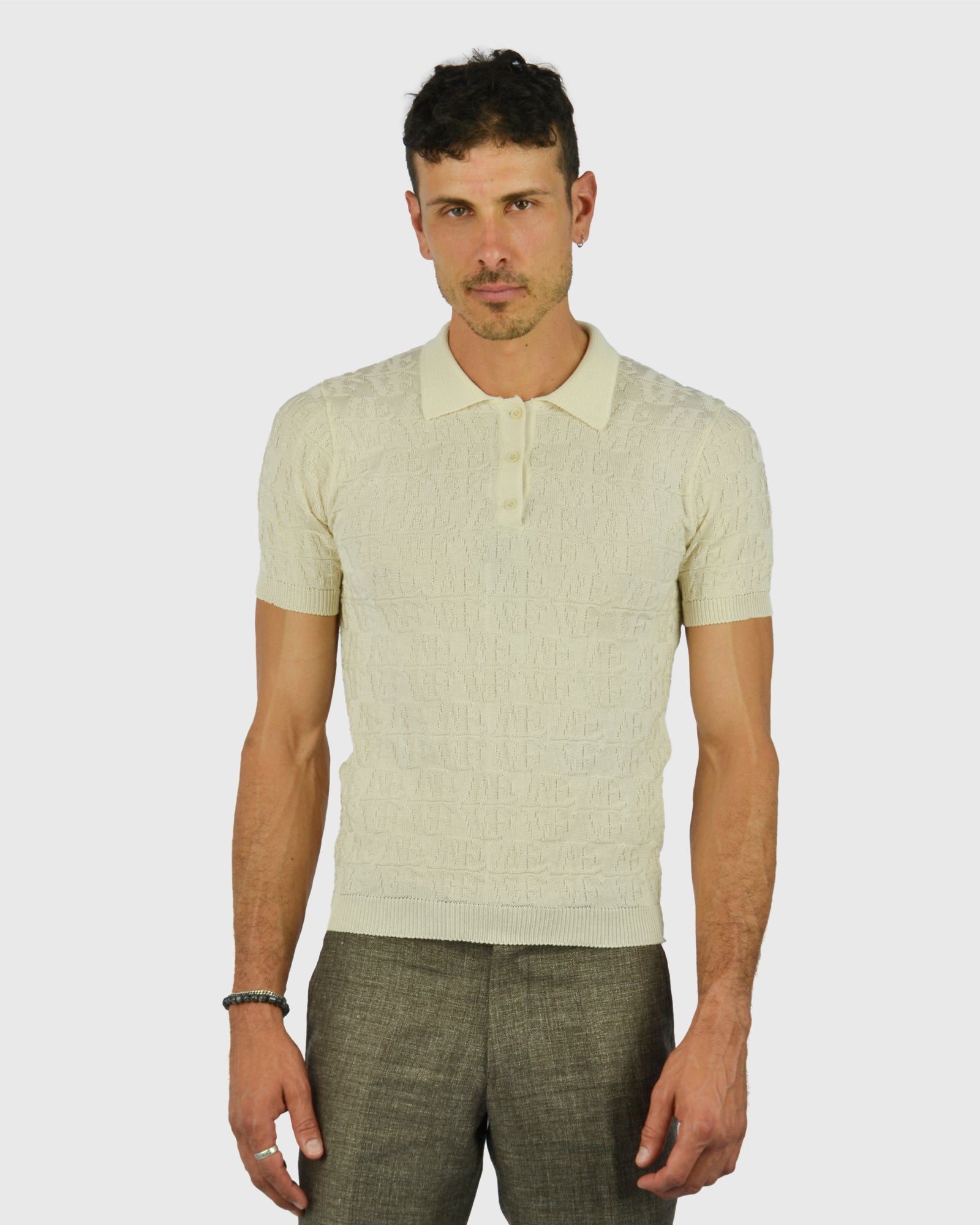 VINCENT & FRANKS S221VF CREAM SS KNITED POLO