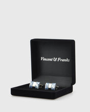 Load image into Gallery viewer, VINCENT &amp; FRANKS VF23026 BLUE MOSAIC MOP CUFFLINKS
