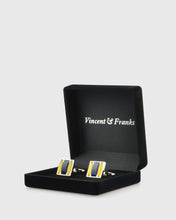 Load image into Gallery viewer, VINCENT &amp; FRANKS VF22597A NAVY STRIPE CUFFLINKS
