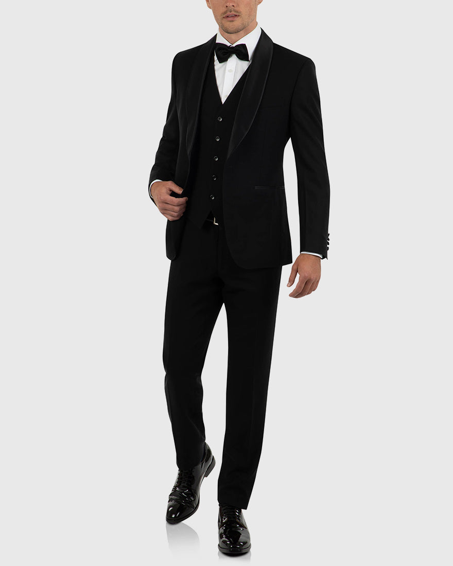 Black Giovanni satin-collar wool suit jacket | Officine Générale | MATCHES  UK