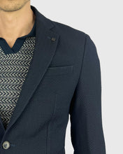 Load image into Gallery viewer, KARL LAGERFELD 524030 NAVY HERRINGBONE BLAZER
