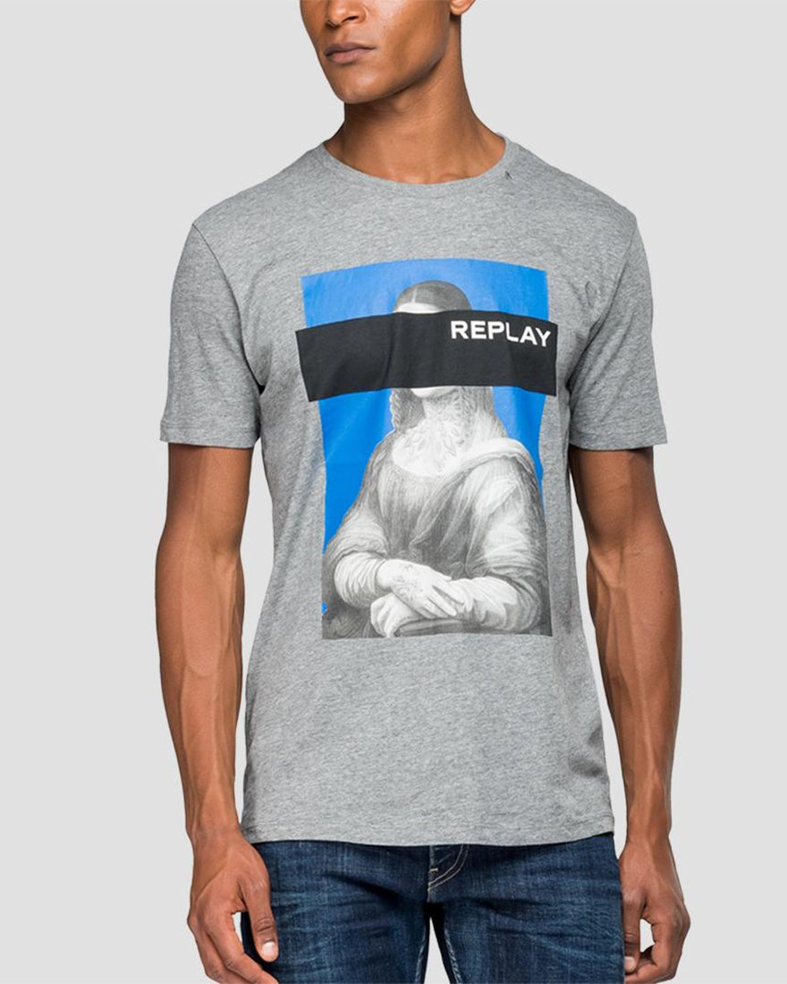 REPLAY M38552660 GREY MONA-LISA CREW T-SHIRT