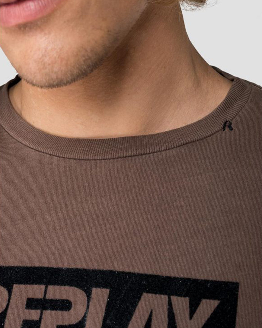 REPLAY M3882.2262G  BROWN CREW T-SHIRT