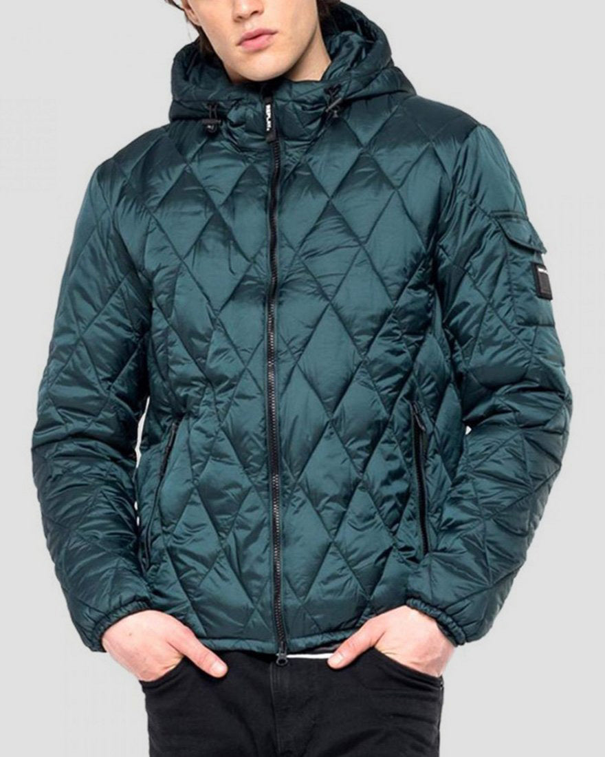 REPLAY M800183406 FOREST GREEN HOODED JACKET